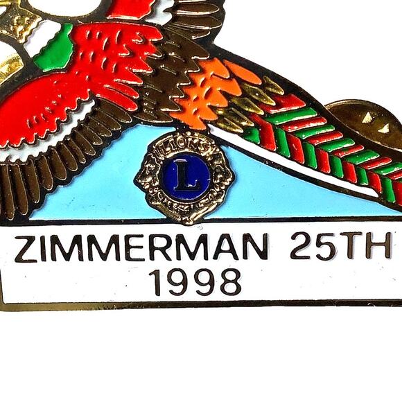 Vintage 1998 Lions Club Int. Pheasant Lapel Pin, Zimmerman 25th, Minnesota - Picture 2 of 3